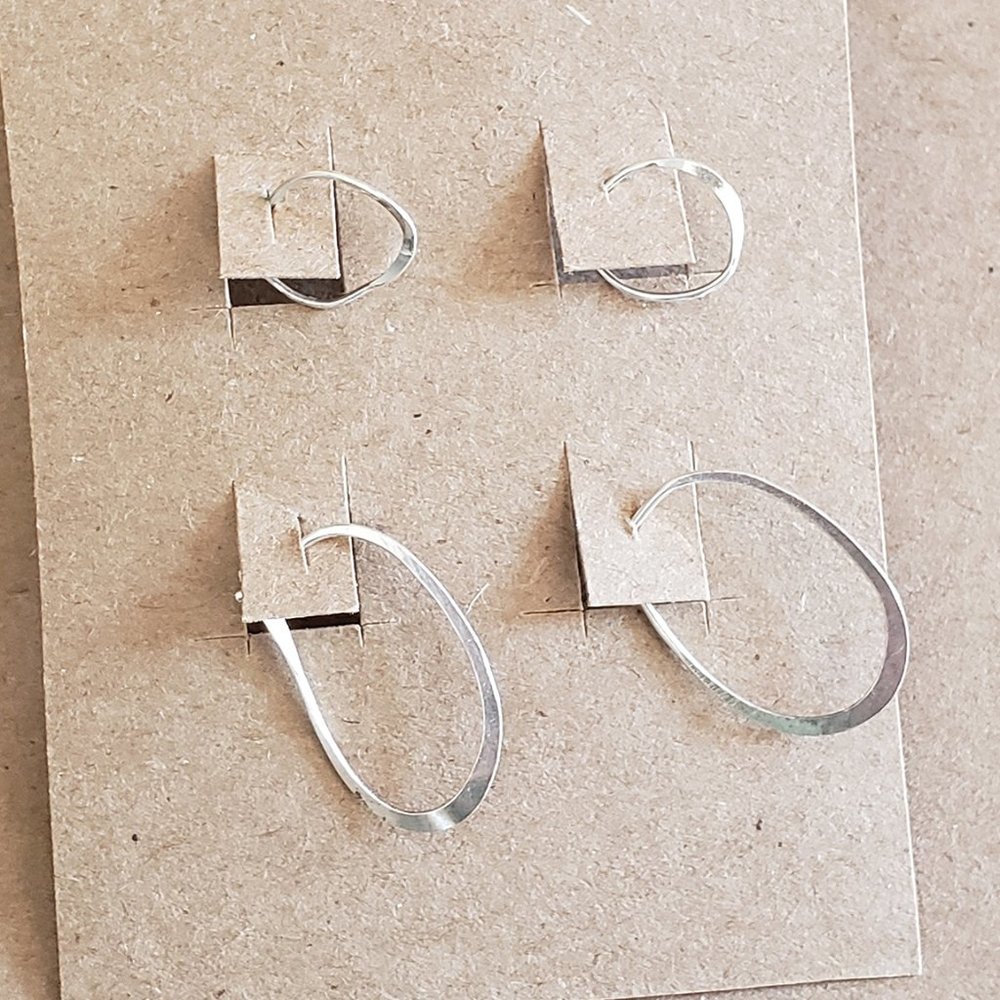 Artisan silver hoops with hoop clasp